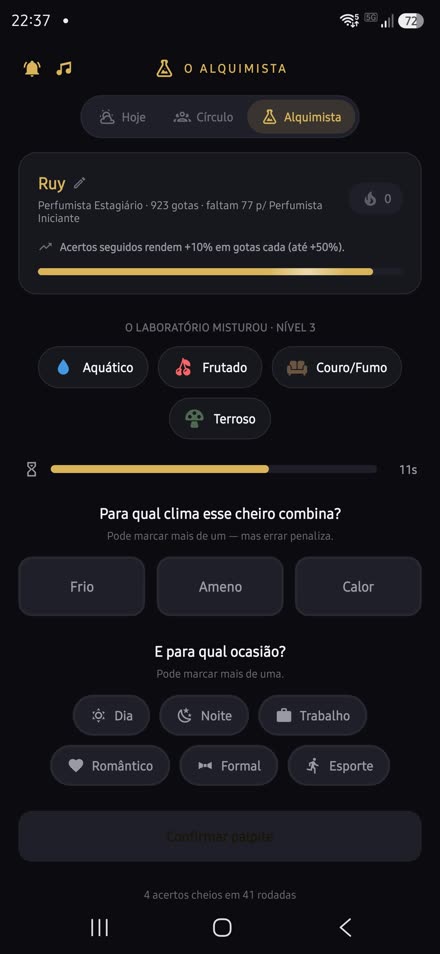 Gameplay do Alquimista com cronômetro